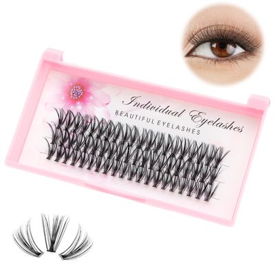 Dedila 8/10/12/14/16/17/18/20mm 60pcs 20 Root Grafting Individual False Eyelashes Mink Natural Long Eye Lashes Cluster Extension Makeup Beauty Fake Eyelash(10mm)