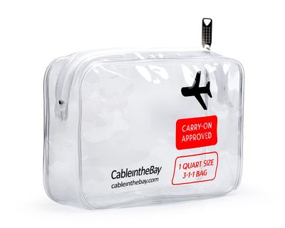Cableinthebay TSA Approved Clear Travel Toiletry Bag-Quart Sized with Zipper-Airport Airline Compliant Bag/Bottles-Men&#39;s/Women&#39;s 3-1-1 Kit+Travel (1 PACK)