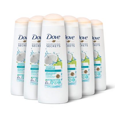 Dove Nourishing Secrets Hydrating Shampoo Coconut and Hydration 6 Count for Daily Use Dry Hair Shampoo With Refreshing Lime Scent 12 oz