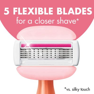 BIC Soleil Glide Disposable Razors for Women, 5 Blades With Shea Butter Moisture Strip For a Smooth Glide, 2 Piece Razor Set