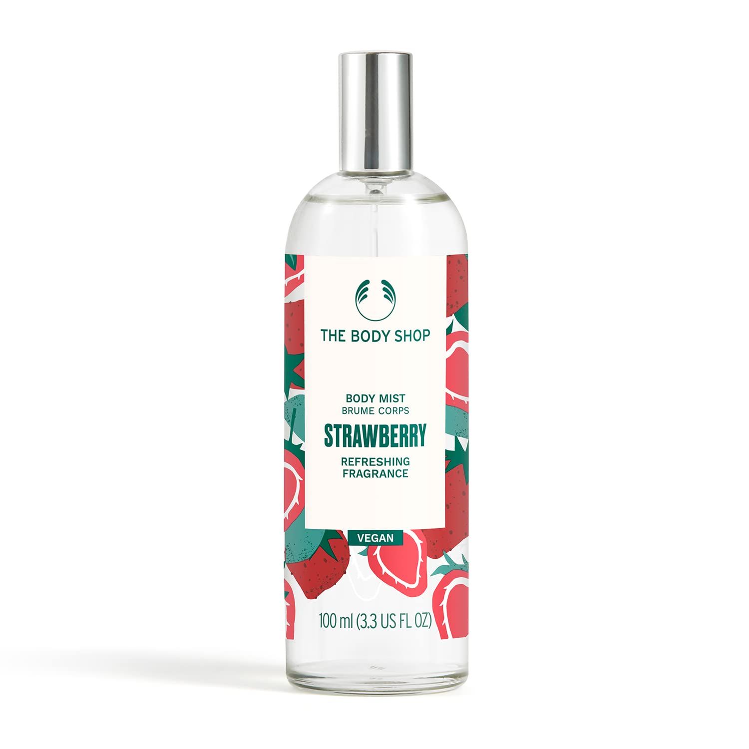 The Body Shop Strawberry Body Mist - Refreshes and Cools with a Sweet Fruity Scent - Vegan - 3.3 oz