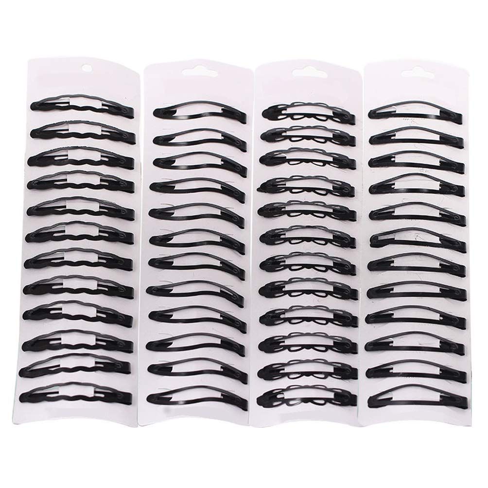 96 Pcs 2.36 inch Black Metal Snap Hair Clips No Slip Barrettes Hair Accessories for Girls and Women(4 Styles)