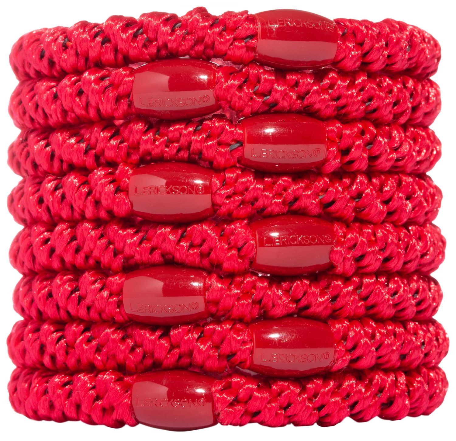 L. Erickson Grab &amp; Go Pony - Red - 8 Pack Ponytail Holder Hair Ties