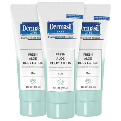 Dermasil Body Lotion, Fresh Aloe, 3-Pack - Non-Greasy, Fast-Absorbing, Fresh Scent, 8 Oz Ea