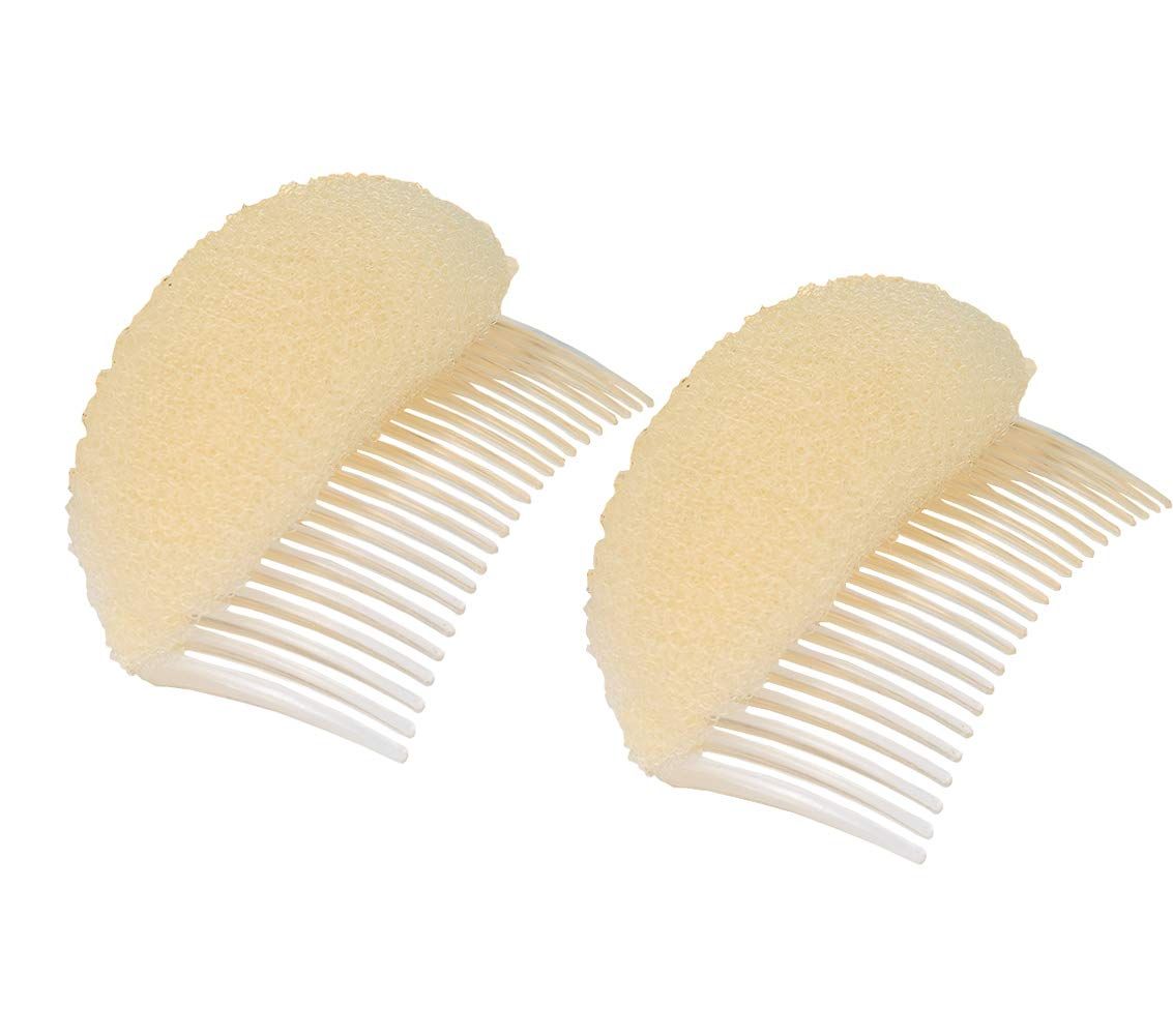 2PCS Women Lady Soft Sponge Foam Hair Base Inserts Bump Up Hair Pads Stick Bun Maker Hair Styling Clip Hair Comb Braid Tool Hair Styling Accessories Beige