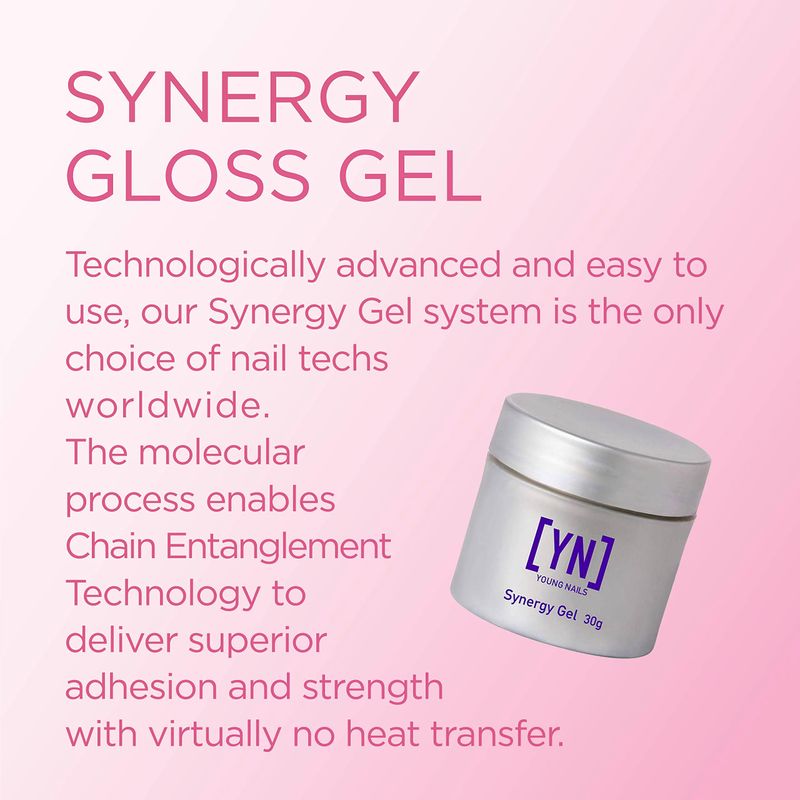 Young Nails Synergy Gel System, Clear Gloss Finishing Gel - Builder Gel Top Coat, Superior Adhesion &amp; Strength, Hard Gel Top Coat - Gloss Top Coat, 30g