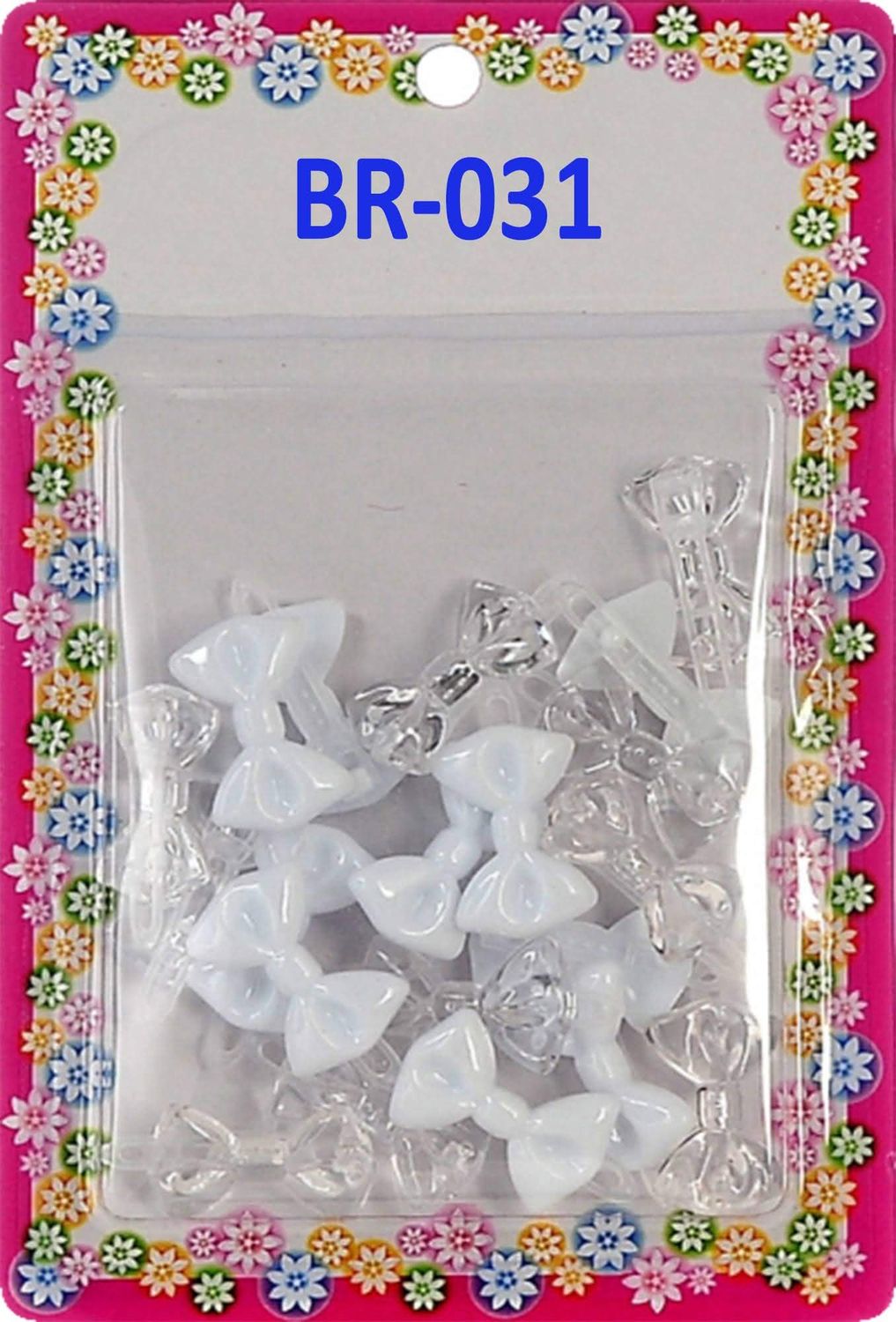 Tara Girls Self Hinge Plastic Mini Bow Hair Barrettes - White &amp; Clear - 20 Pcs. by Tara