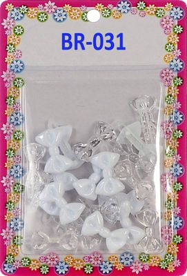 Tara Girls Self Hinge Plastic Mini Bow Hair Barrettes - White &amp; Clear - 20 Pcs. by Tara