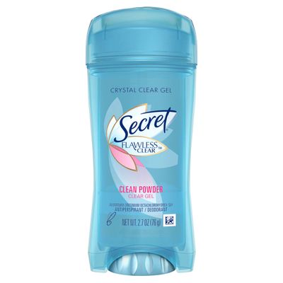 Secret Flawless Antiperspirant and Deodorant for Women, 48hr Sweat &amp; Odor Protection, PH Balancing Minerals, Clear Gel, Clean Powder Scent, 2.7 oz