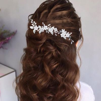 Casdre Flower Bridal Hair Pins Pearl Bride Wedding Hair Accessories Rhinestone Hair Piece for Women and Girls(Pack of 3) (A Silver)