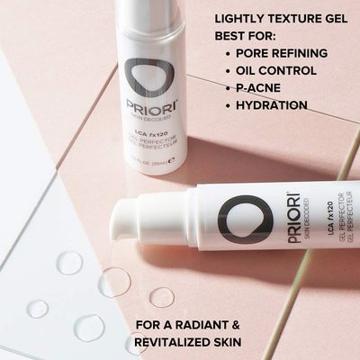 PRIORI Skincare Gel Perfector Face Treatment for Acne, Blemishes, Oily Skin, Blackheads, Shine, Wrinkles Oil Control Salicylic, Lactic Acid, Vitamins A, C, E Fragrance Free 1 fl oz