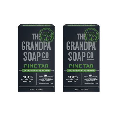 Pine Tar Bar Soap by The Grandpa Soap Company | The Original Wonder Soap |Vegan, 3-in-1 Cleanser, Deodorizer &amp; Moisturizer | 3.25 Oz. Each  2 Pack