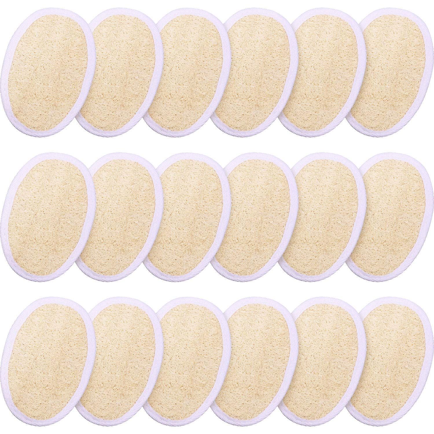 18 Packs Exfoliating Loofah Sponge Pads Facial Body Bath Shower Loofah Sponge Pad Natural Exfoliating Scrubber Brush for Men Women