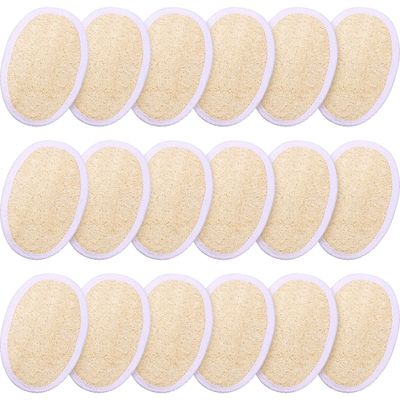 18 Packs Exfoliating Loofah Sponge Pads Facial Body Bath Shower Loofah Sponge Pad Natural Exfoliating Scrubber Brush for Men Women