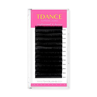 TDANCE Premium CC Curl 0.18mm Thickness Semi Permanent Individual Eyelash Extensions Silk Classic Lashes Professional Salon Use Mixed 14-19mm Length In One Tray (CC-0.18,14-19mm)