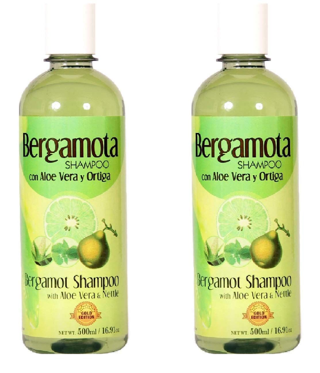 Lenico Bergamot Shampoo 500ml, Shampoo de Bergamota 500ml. Hair Regrowth Shampoo (Two Bottles)