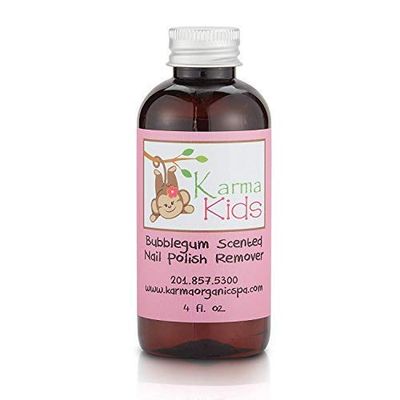 Karma Organic Natural Nail Polish Remover Bubblegum Scented for Kids - Non Toxic, Vegan, Cruelty Free, Acetone Free - Nails Strengthener for Fingernails - 4 fl. Oz.