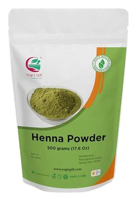 YOGI&#39;S GIFT Henna Powder for Hair Color/Dye (500 Grams /1.1 Lb) - 100% Pure &amp; Natural Red Hair Color - With High Lawsone Content - For Normal Hair, Red Hair Color - Includes FREE GLOVES and HEAD CAP