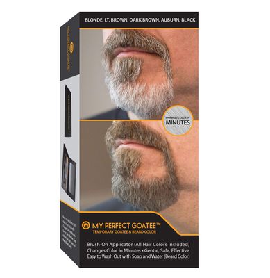 MY PERFECT GOATEE &amp; Beard Temporary Color (All Hair Colors Included) Brush-On Applicator - Changes Color in Minutes - Gentle, Safe, Effective - Easy to Wash Out with Soap and Water (Beard Powder)
