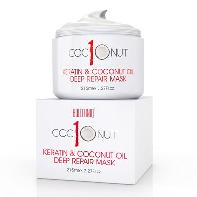 Hair Mask with Coconut Oil and Keratin Protein - Hydrating Deep Conditioning Mask- Intensive Moisturising Repair for Dry-Damaged Hair, Split Ends, Curls and Color-Treated Hair - 7.27fl.oz