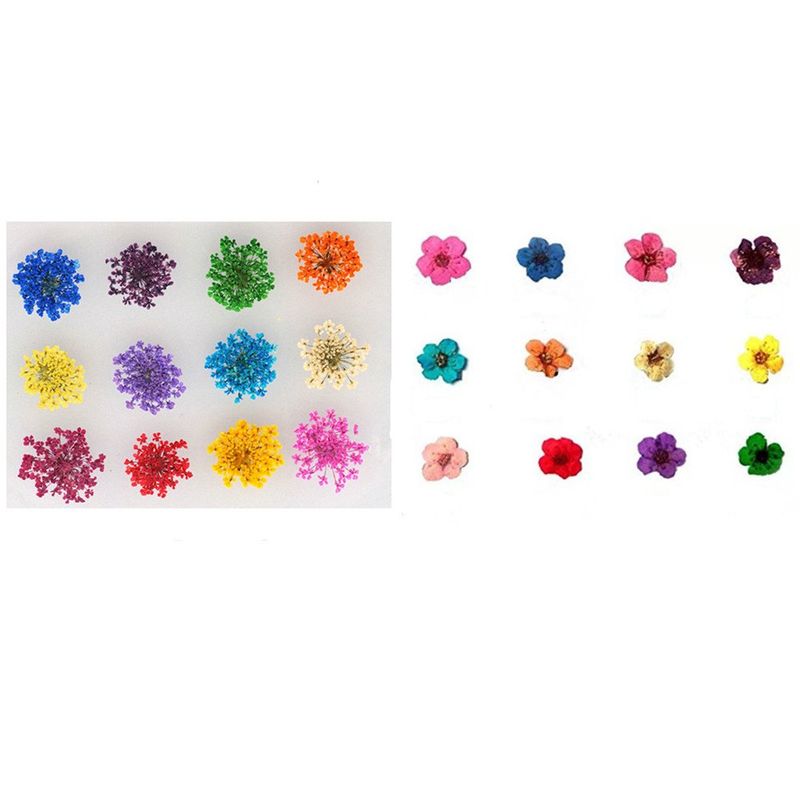 XICHEN 36 Starry Plus 36 Five Flower Flower Three-Dimensional Applique 3D Nail Stickers Nail Supplies Dried Flowers 2 * 12 Color (Starry and Five Flower)