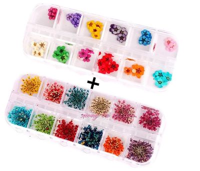 XICHEN 36 Starry Plus 36 Five Flower Flower Three-Dimensional Applique 3D Nail Stickers Nail Supplies Dried Flowers 2 * 12 Color (Starry and Five Flower)