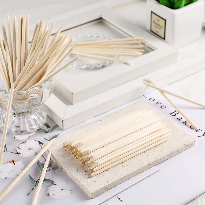 100 Pieces Orange Wood Sticks Nail Cuticle Stick for Pusher Remover Manicure Art Pedicure, 4.3 Inches