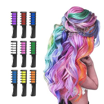 Hair Chalk Combs - Temporary Bright Hair Color for Girls &amp; Kids - Perfect for Parties, Holidays &amp; Special Occasions like Birthday, St. Patrick&#39;s Day, Easter, Mother&#39;s Day, Children&#39;s Day