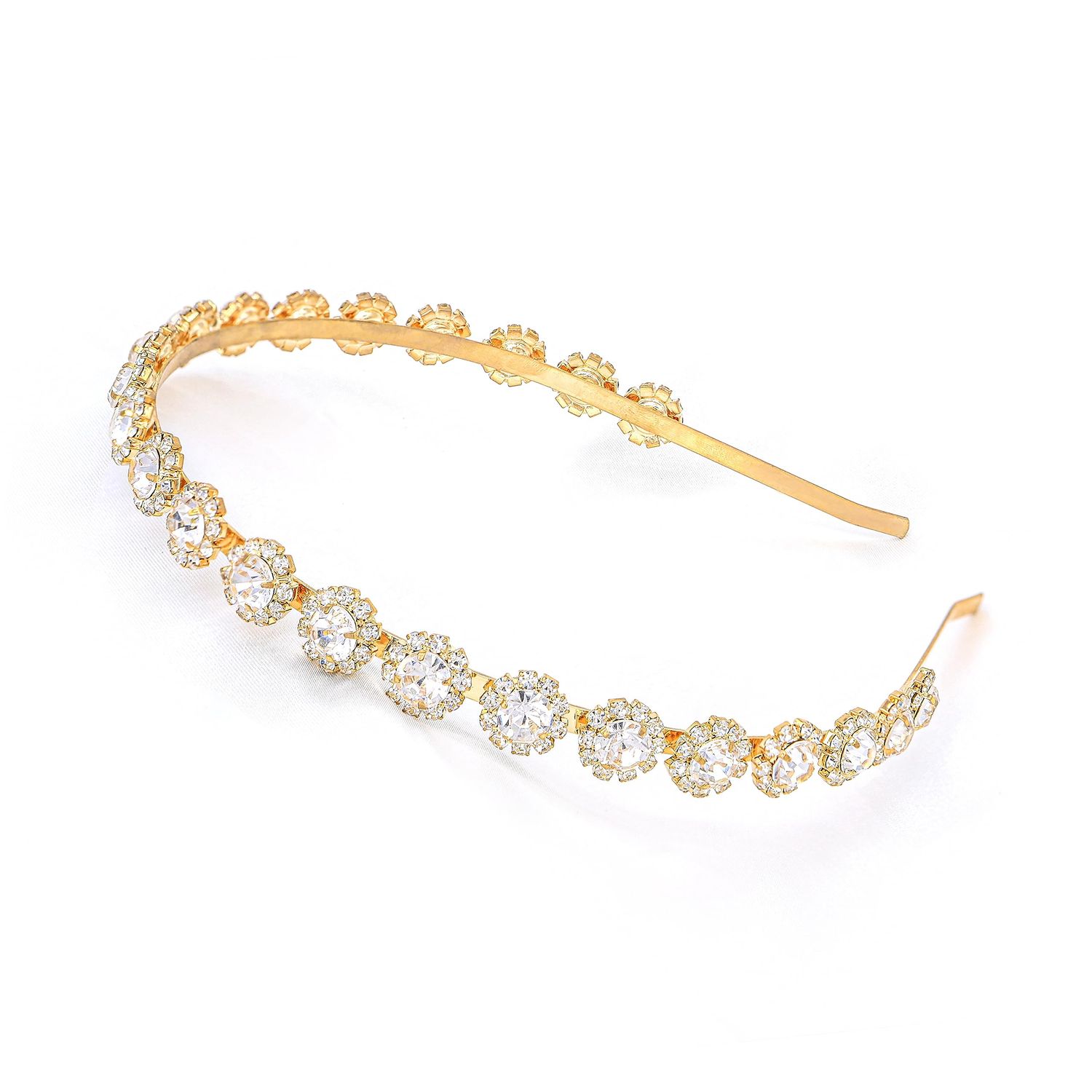 Ammei Headpiece Bridal Headpiece Wedding Headband with Crystal and Hair Accessories (Gold, 5.5&#39;&#39;)