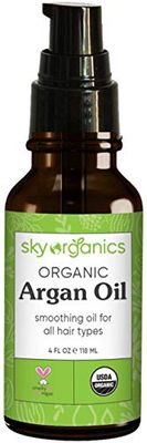 Sky Organics Organic Argan Oil for Hair, 100% Pure &amp; Cold-Pressed USDA Certified Organic to Hydrate, Soften &amp; Smooth, 4 fl. Oz + Ebook