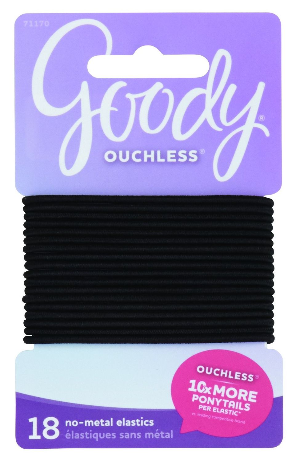 Goody Classics Elastic Large Thin Black, 18 Count