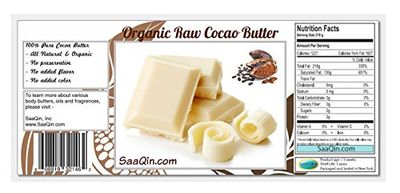 SAAQIN 1/2 Lb Organic Cocoa Butter, Pure, Raw, Unprocessed. Incredible Quality and Scent. Use for Lotion, Cream, Lip Balm, Oil, Stick, or Body Butter. Non-GMO