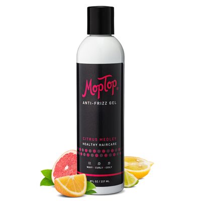 MopTop Salon Anti Frizz Gel, Medium Hold, Frizz Free Curly &amp; Kinky-Coily Hair, Made with Aloe, Sea Botanicals &amp; Honey, Reduces Frizz, Fixes Unmanageable Hair &amp; Enhances Curls (8oz)