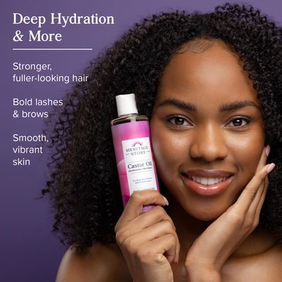 HERITAGE STORE Castor Oil Nourishing Hair Treatment - Deep Hydration for Healthy Hair Care, Skin Care, Eyelashes and Brows, Castor Oil Packs - Cold Pressed, Hexane Free, Vegan, 60-Day Guarantee, 8oz