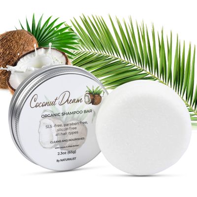 Naturalist Solid Shampoo Bar, 100% Organic, Plant Based, SLS Free, Vegan, All Hair Types &amp; Body Care | pH Balanced, Plastic Free | Eco Friendly, Safe For Travel (coconut)