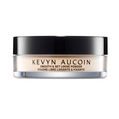 Kevyn Aucoin Smooth &amp; Set Loose Powder with Puff: Universal shade, all skin types &amp; tones. Sheer, lightweight, blends well, blurs imperfections, reduces shine. Makeup artist go to for even skin finish