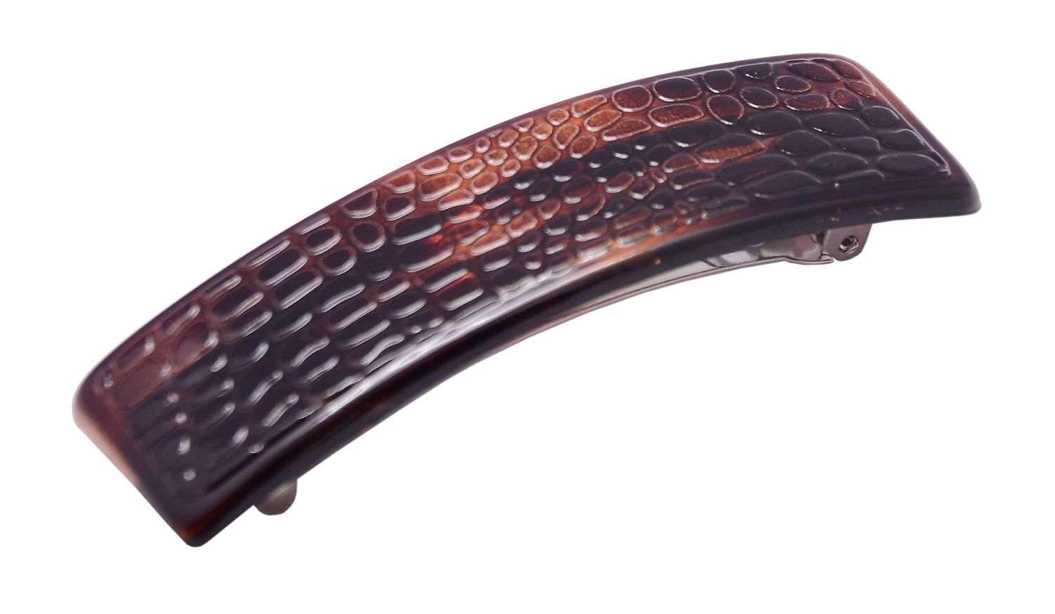 Parcelona French Croco Tortoise Shell Brown Strong Grip Celluloid Automatic Hair Clip Hair Barrette (Tortoise Shell)