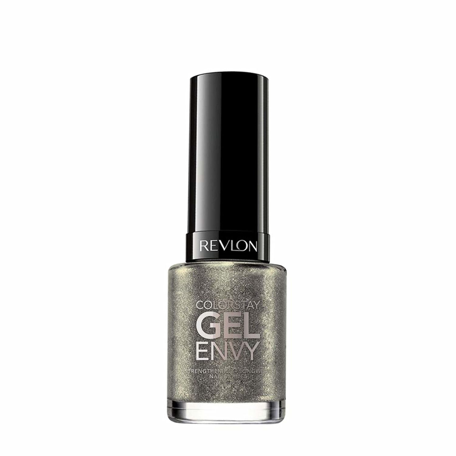 Revlon ColorStay Gel Envy Longwear Nail Polish, with Built-in Base Coat &amp; Glossy Shine Finish, in Black/Grey, 515 Smoke and Mirrors, 0.4 oz