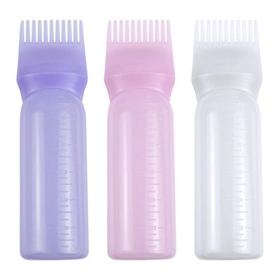 AUEAR, 3 Pack Root Comb Applicator Bottle 6 oz Hair Coloring Dye Salon Care Plastic Squeeze with Graduated Scale