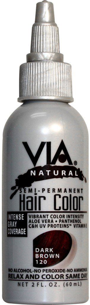 Via Natural Semi-Permanent Hair Color, Dark Brown #120, 2 oz