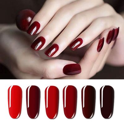 Vishine Red Colors Collection Gel Polish Set- Pack of 6 Colors Shine Finish and Long Lasting, Soak Off UV LED Gel 8ml/Pcs Gift Set