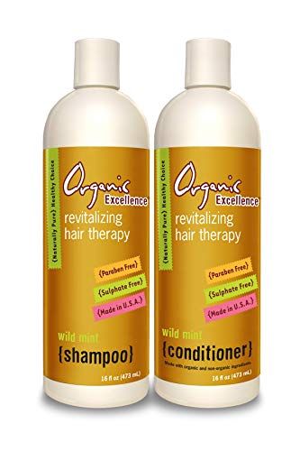 Organic Excellence Wild Mint Shampoo and Conditioner Set Revitalizing Hair Therapy