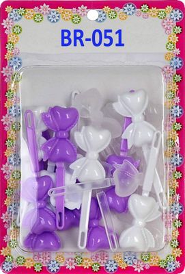 Tara Girls Self Hinge Bow Hair Barrettes - Purple &amp; White - 18 Pcs.