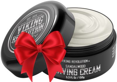 Viking Revolution Luxury Shaving Cream for Men- Sandalwood Scent - Soft, Smooth &amp; Silky Shaving Soap - Rich Lather for the Smoothest Shave - 5.3oz