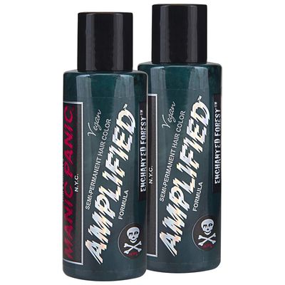 MANIC PANIC Enchanted Forest Hair Color - Amplified - (2PK) Semi-Permanent Hair Dye - Deep, Teal Green With Blue Undertones - For Dark &amp; Light Hair - Vegan, PPD &amp; Ammonia-Free For Coloring Hair