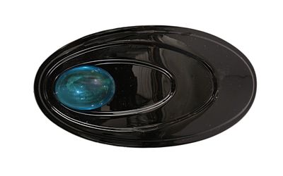Caravan Oval Hand Decorated Automatic Barrette, Aqua Stone