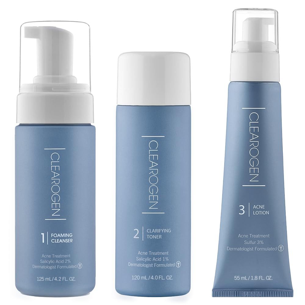 Clearogen Hormonal Acne Solution Natural Anti-DHT Deluxe Set, 2-Month Sensitive Skin Kit