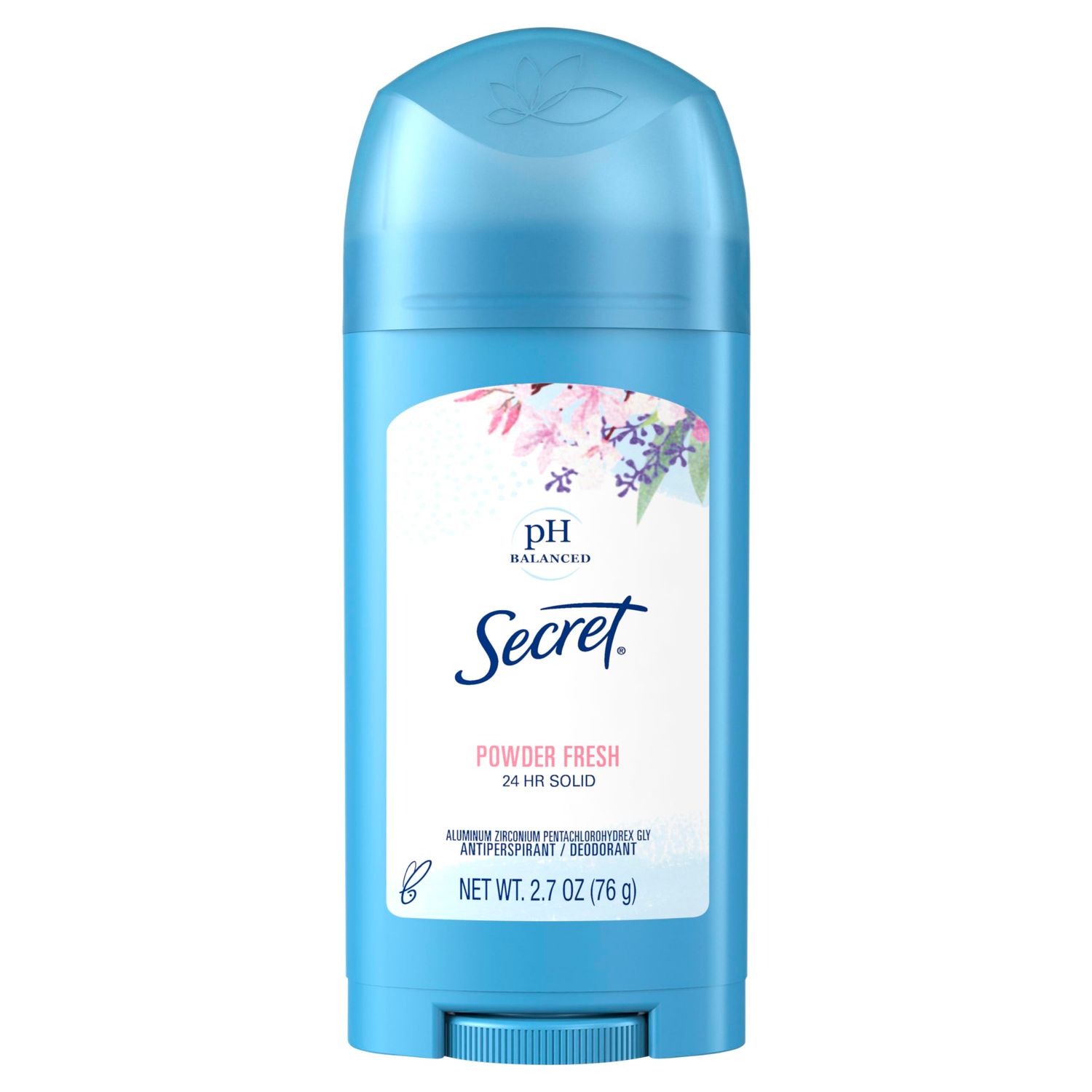 Secret Antiperspirant and Deodorant for Women, 24hr Sweat &amp; Odor Protection, PH Balanced Protection, Gentle on Skin, Wide Solid, Powder Fresh Scent, 2.7 oz