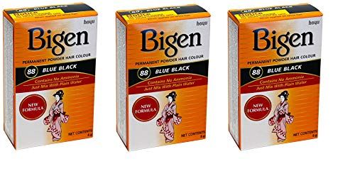 Bigen Permanent Powder Hair Color 88 Blue Black 1 ea (Pack of 3)
