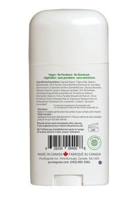 Purelygreat Natural Deodorant Stick - Lavender - EWG Verified - Vegan, Cruelty Free - No Aluminum, No Parabens - Essential Oils